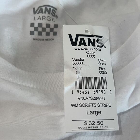 VANS Scripts Stripe Crop T Shirt NWT - Picture 7 of 8